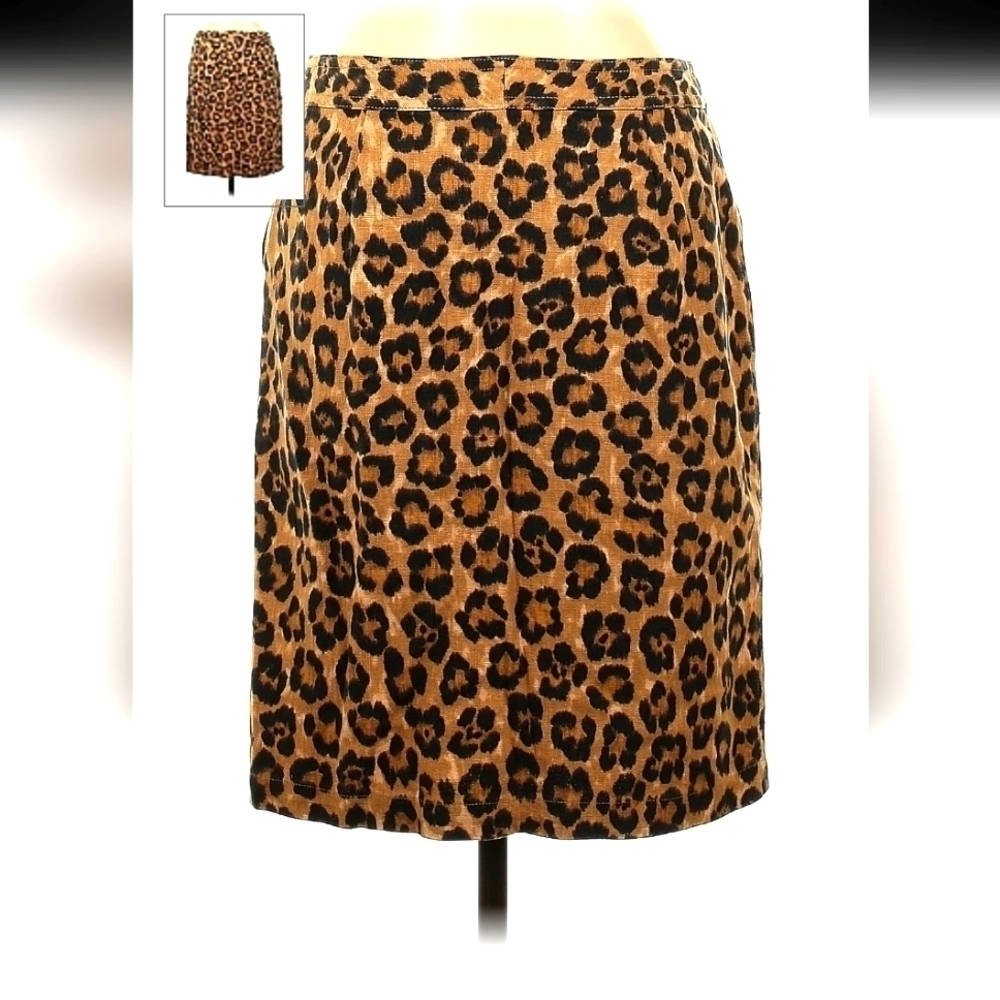 LAUREN BY RALPH LAUREN NWT Leopard Print Button Down Pencil Skirt sz